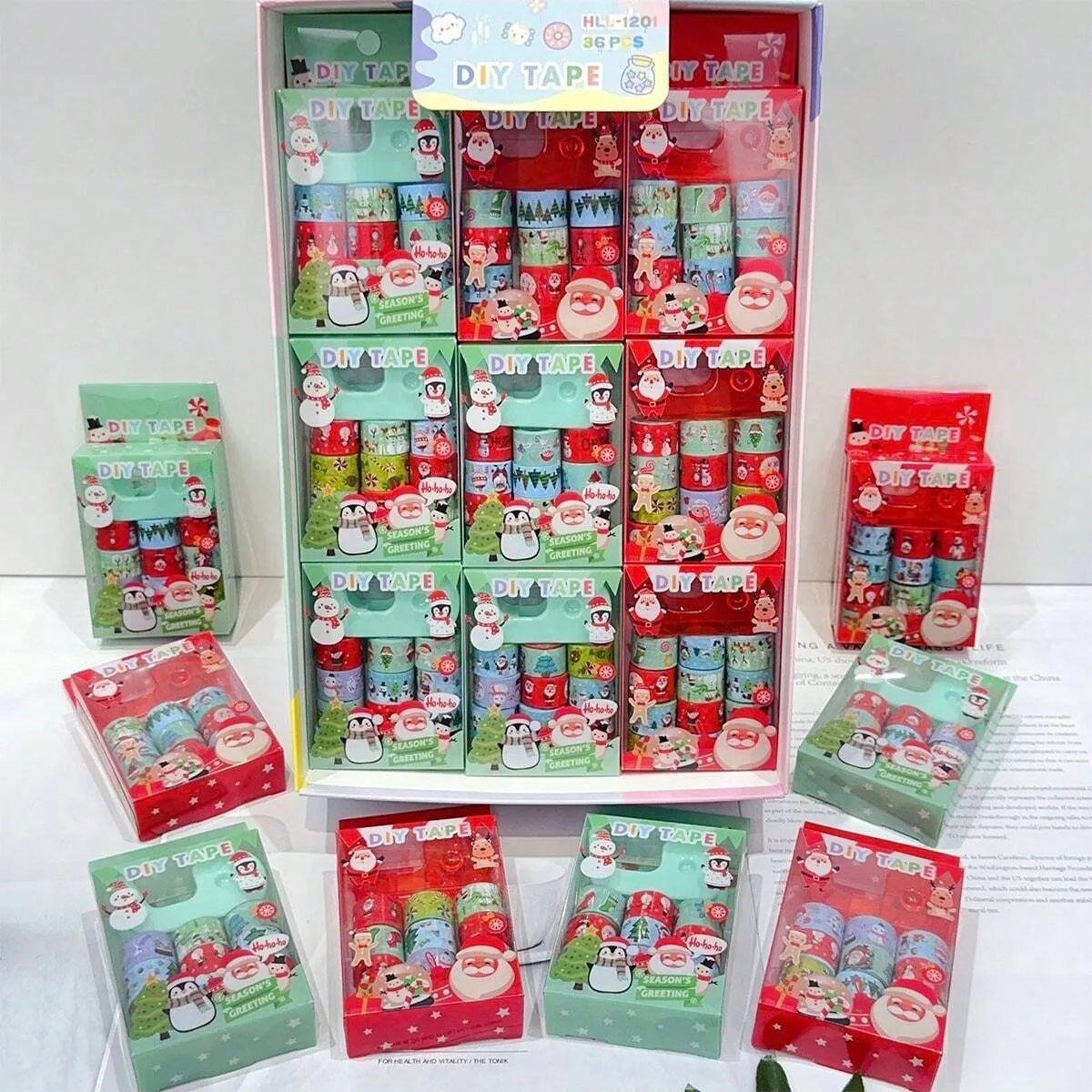 Christmas Theme Washi Sticker Tape Rolls with Dispenser