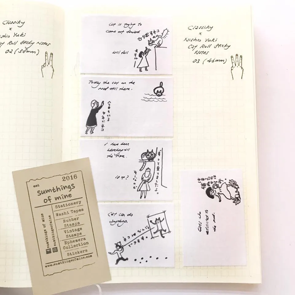Classiky x Nishio Yuki Cat Roll Sticky Notes