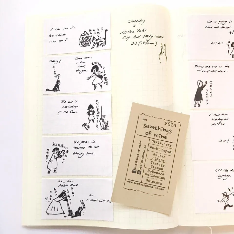 Classiky x Nishio Yuki Cat Roll Sticky Notes