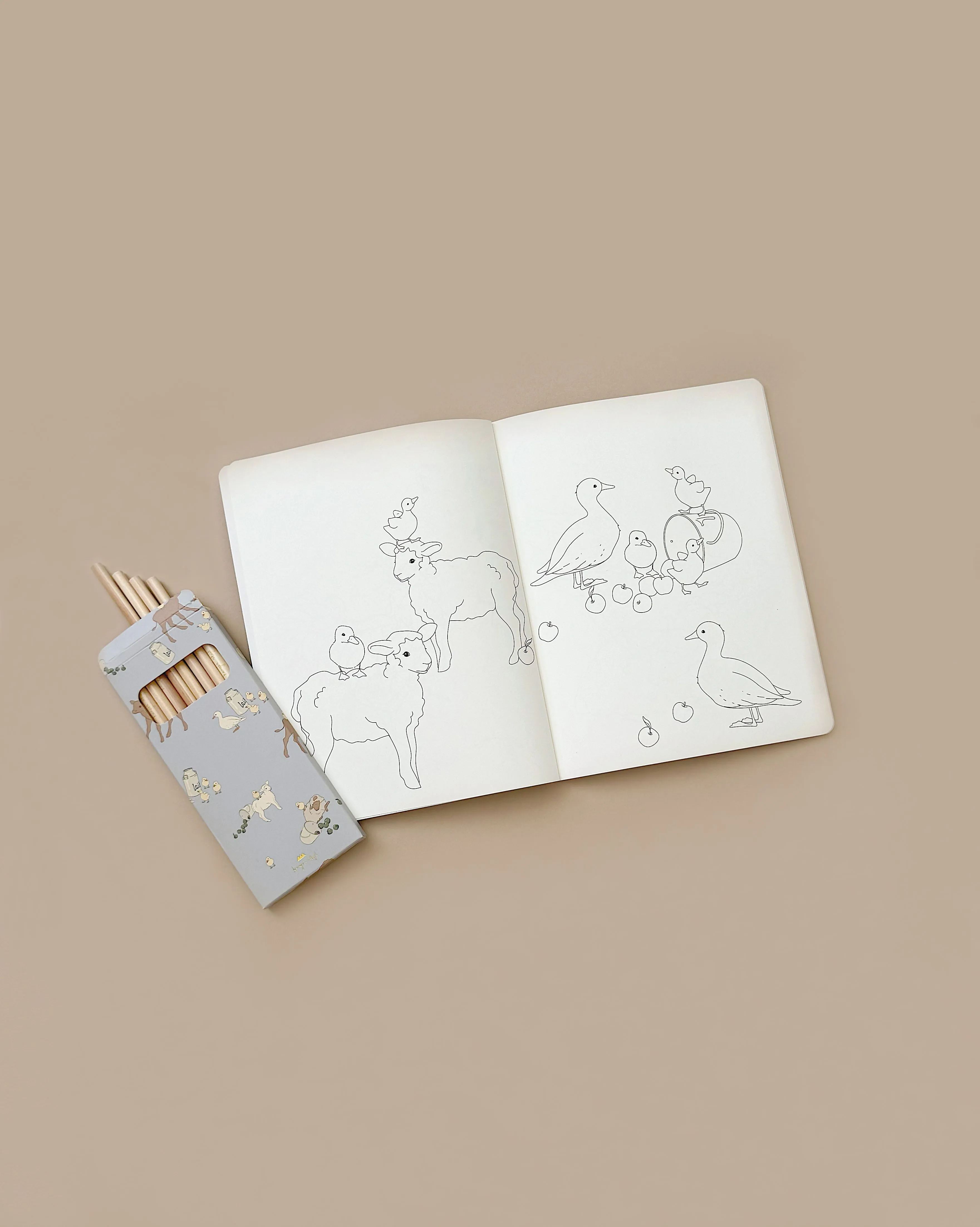Coloring Book and Colored Pencils - Farm