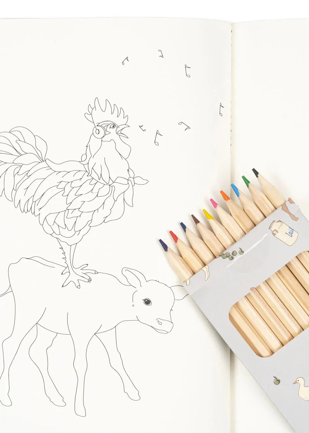 Coloring Book and Colored Pencils - Farm