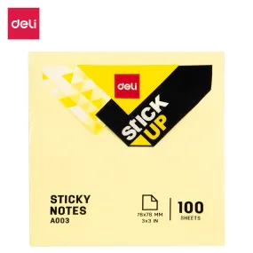 Deli Sticky Notes 76x76mm 3''x3'' Yellow