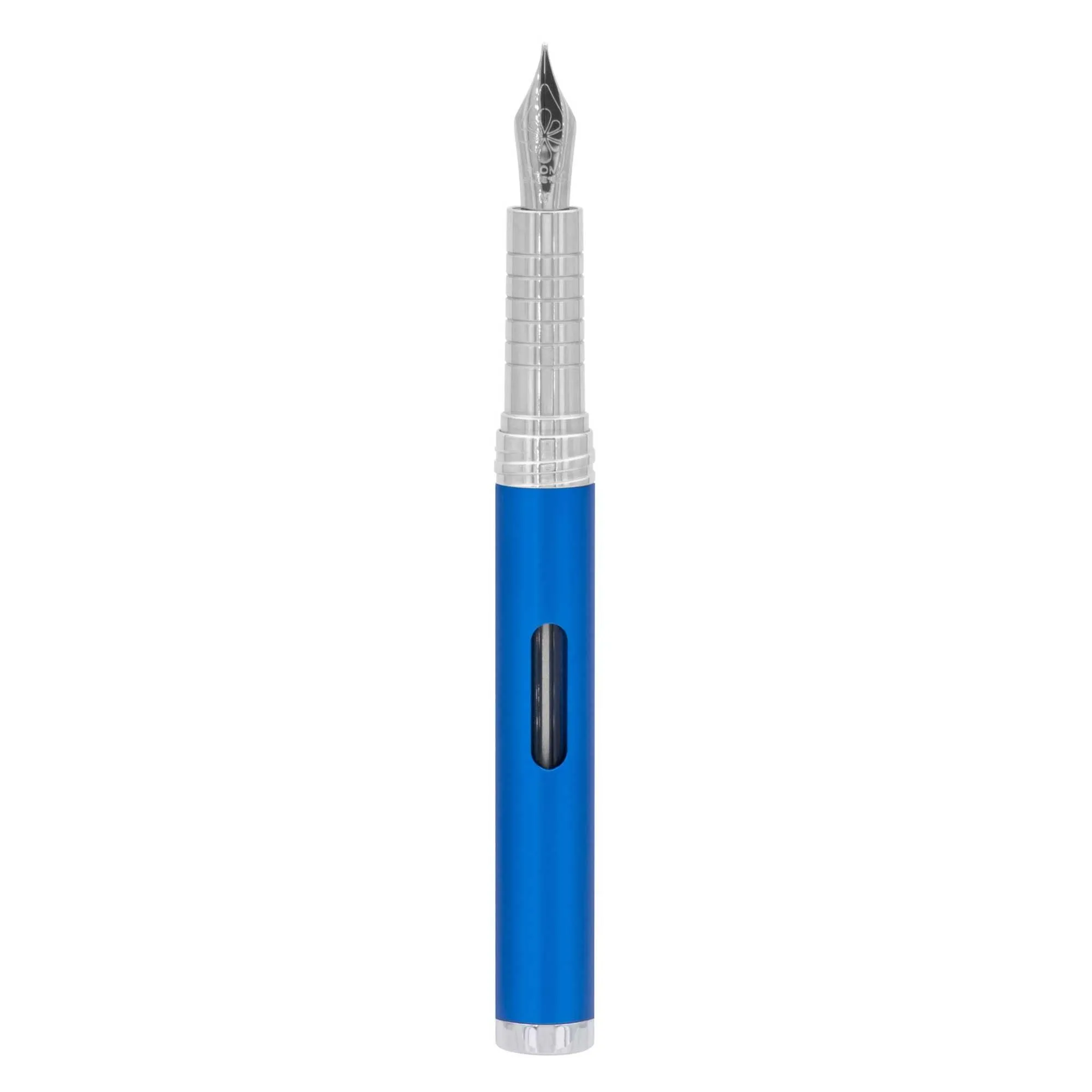 Diplomat Fountain Pen - Nexus Blue/Chrome Aluminum with Steel Fine Nib | D40503023