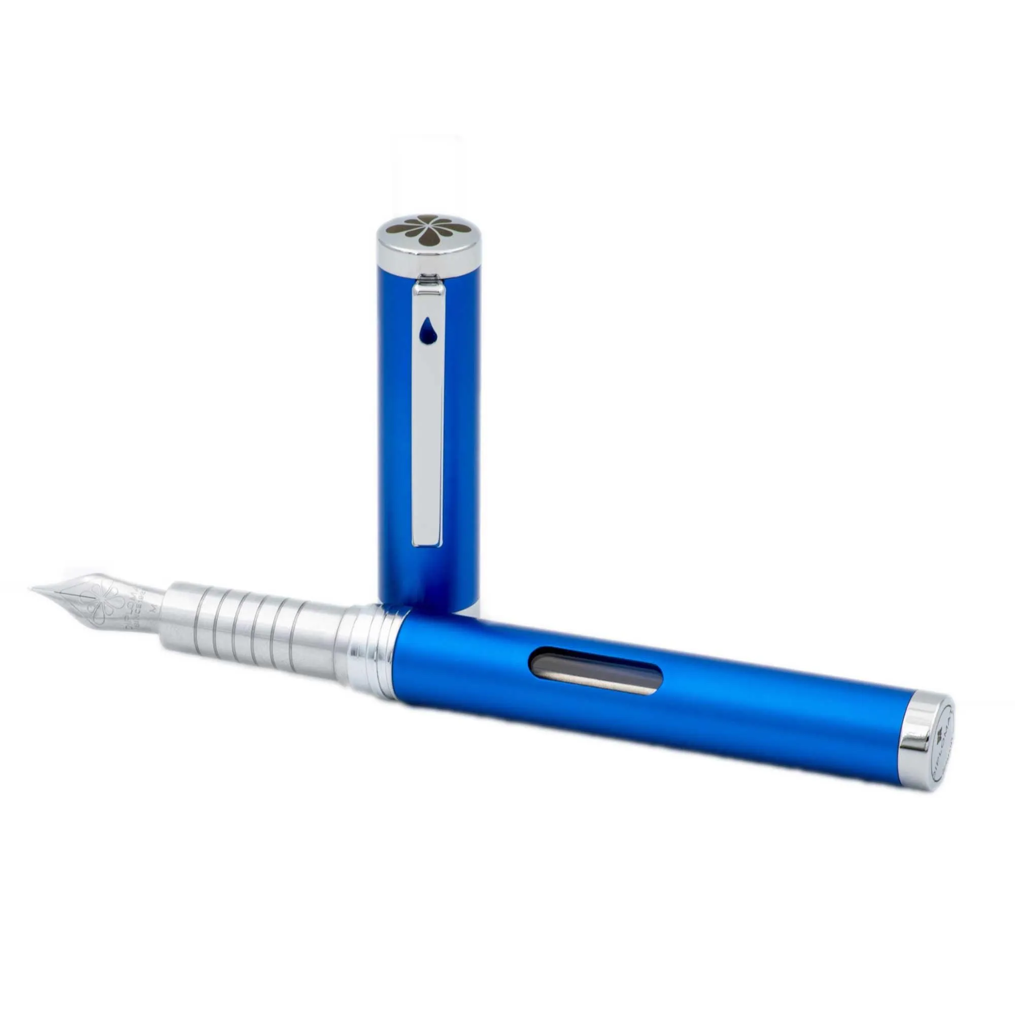 Diplomat Fountain Pen - Nexus Blue/Chrome Aluminum with Steel Fine Nib | D40503023
