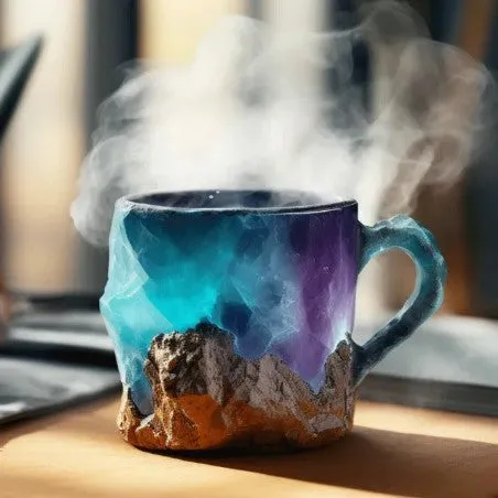 Elegant 400 ml Resin Mineral Cristal coffee Mug with handle- perfect for Christmas Gift, Home décor and Kitchen Use