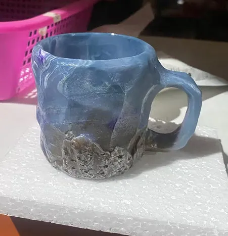 Elegant 400 ml Resin Mineral Cristal coffee Mug with handle- perfect for Christmas Gift, Home décor and Kitchen Use