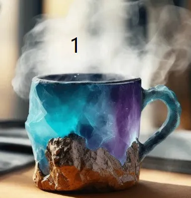 Elegant 400 ml Resin Mineral Cristal coffee Mug with handle- perfect for Christmas Gift, Home décor and Kitchen Use