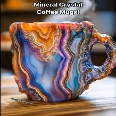 Elegant 400 ml Resin Mineral Cristal coffee Mug with handle- perfect for Christmas Gift, Home décor and Kitchen Use