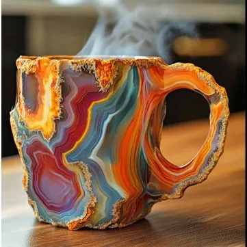 Elegant 400 ml Resin Mineral Cristal coffee Mug with handle- perfect for Christmas Gift, Home décor and Kitchen Use