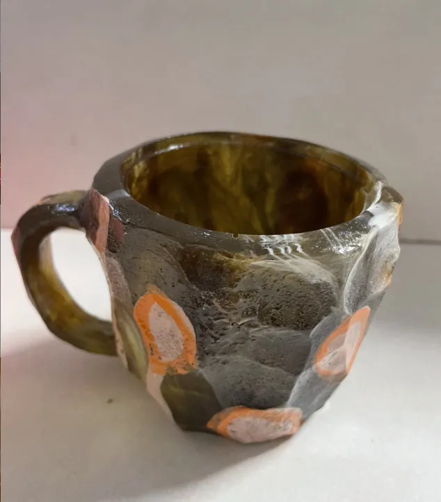 Elegant 400 ml Resin Mineral Cristal coffee Mug with handle- perfect for Christmas Gift, Home décor and Kitchen Use
