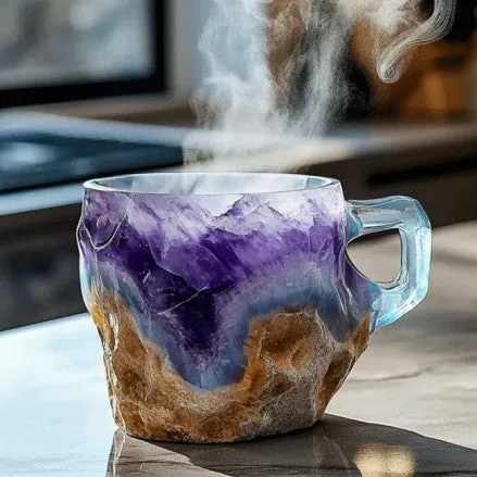 Elegant 400 ml Resin Mineral Cristal coffee Mug with handle- perfect for Christmas Gift, Home décor and Kitchen Use