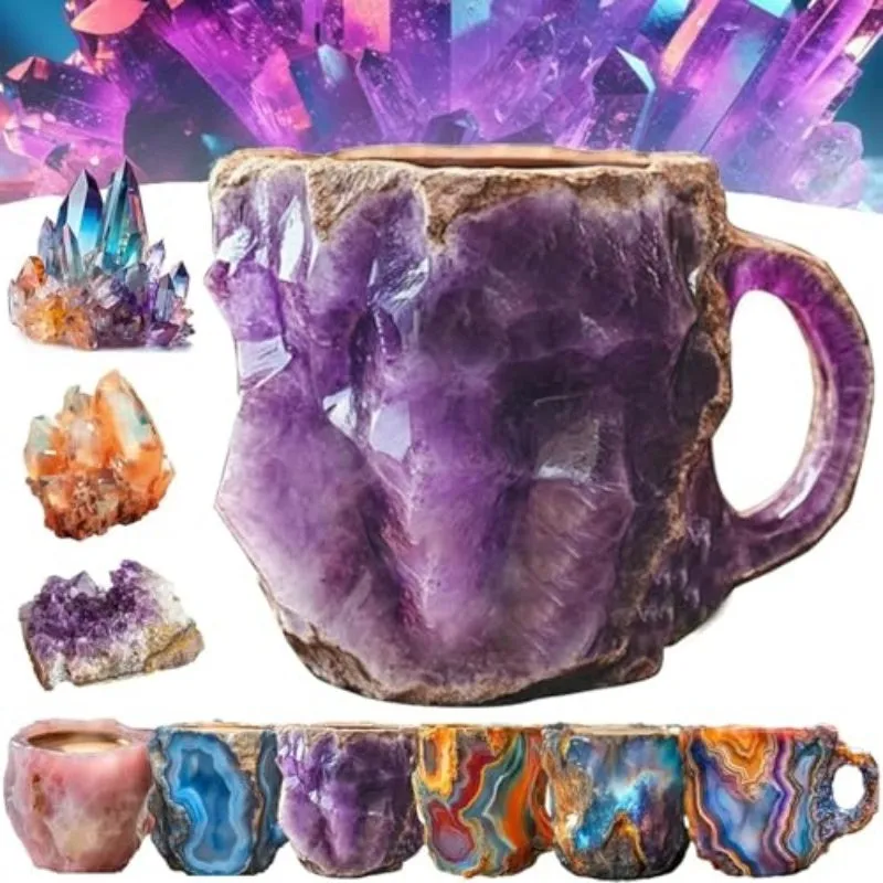 Elegant 400 ml Resin Mineral Cristal coffee Mug with handle- perfect for Christmas Gift, Home décor and Kitchen Use