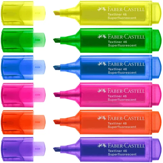 Faber-Castell Textliner 46 Ice Highlighter SuperFluorescent Colours Pack 6