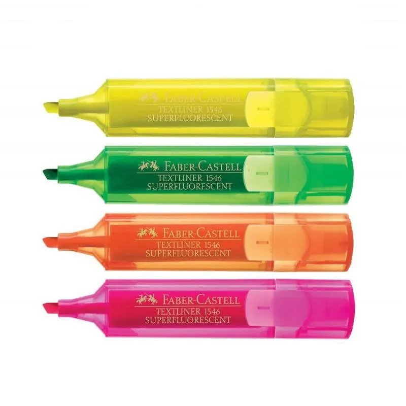 Faber-Castell Textliner Fluorescent Highlighter Chisel Tip 4pk
