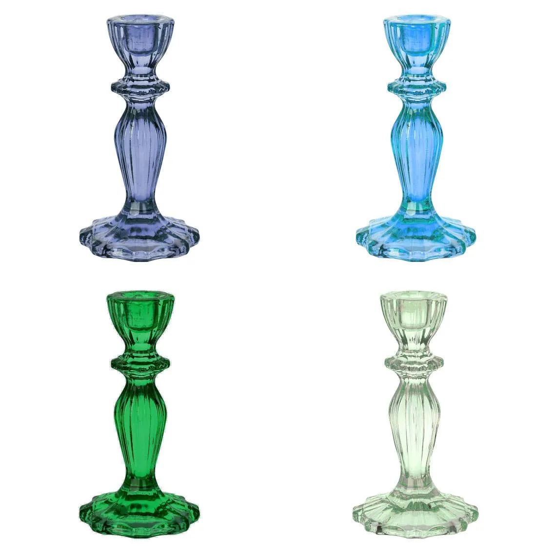 Glass Candle Holders Starter Set - Cool Colors