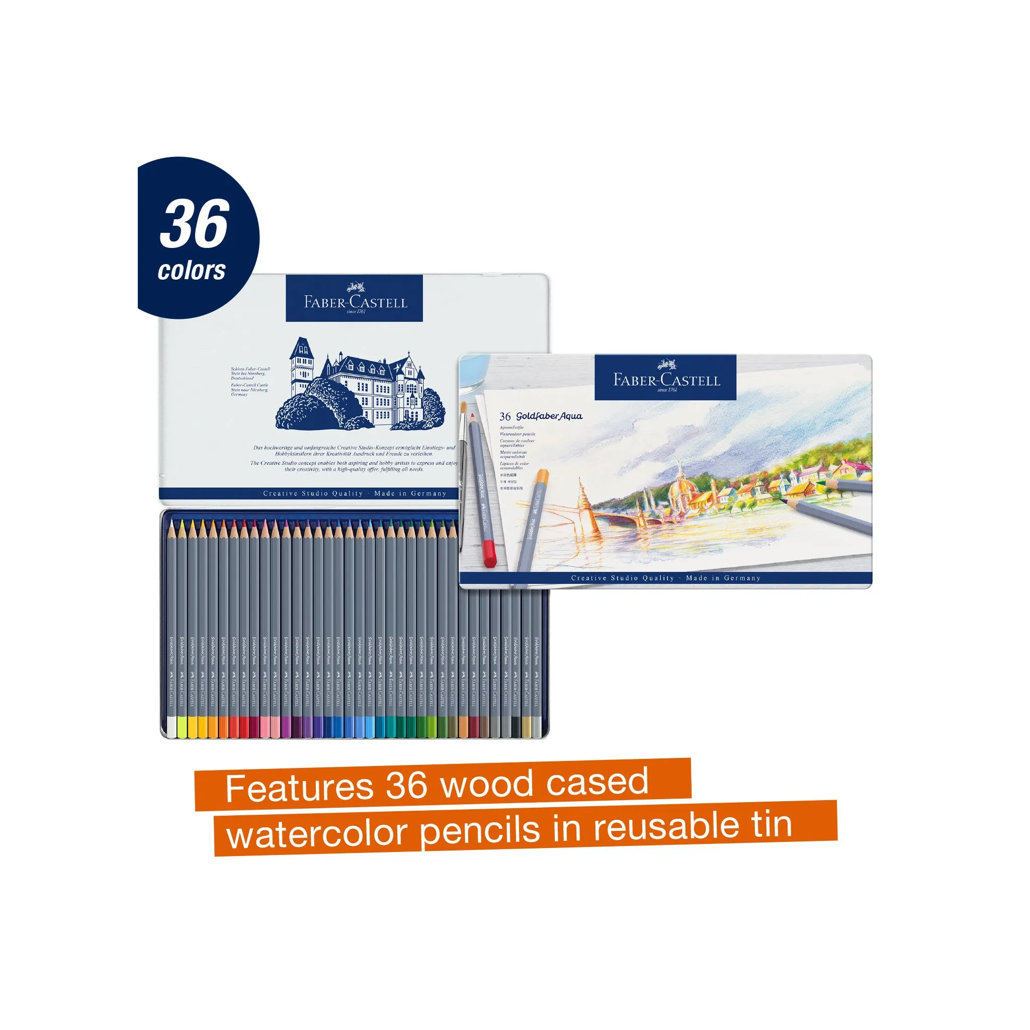 Goldfaber Aqua Watercolor Pencils, Tin of 36 - #114636