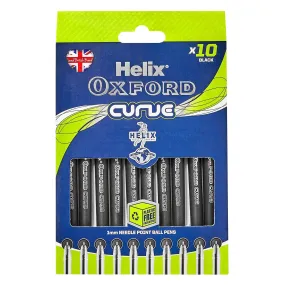 Helix Oxford Curve Pens 10pk - Black