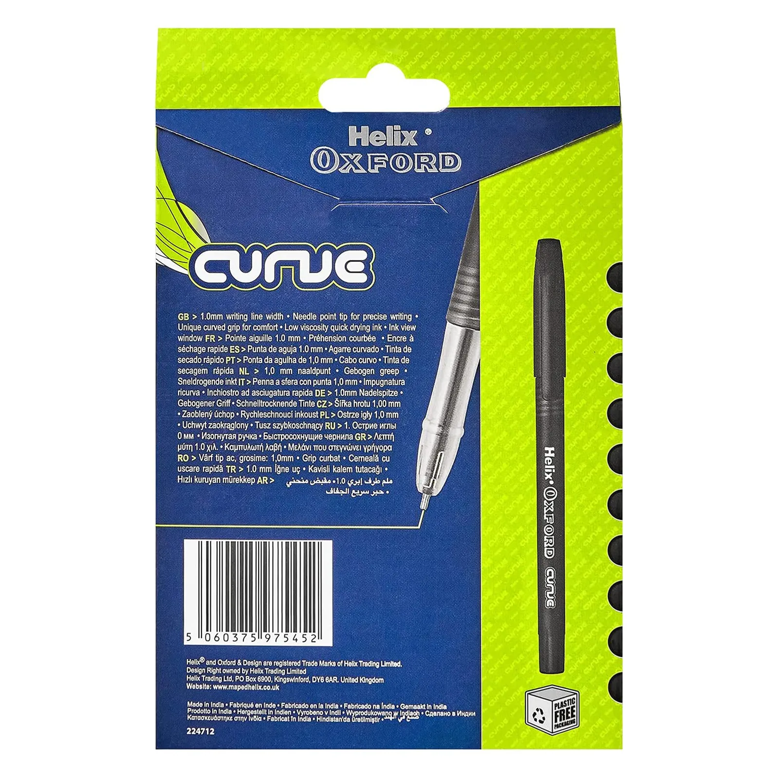 Helix Oxford Curve Pens 10pk - Black