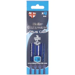 Helix Oxford Plus Blue Gel Pens 4pk