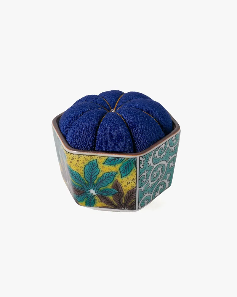 Hiro, Pin Cushion with Ceramic Base, Kutani, Blue