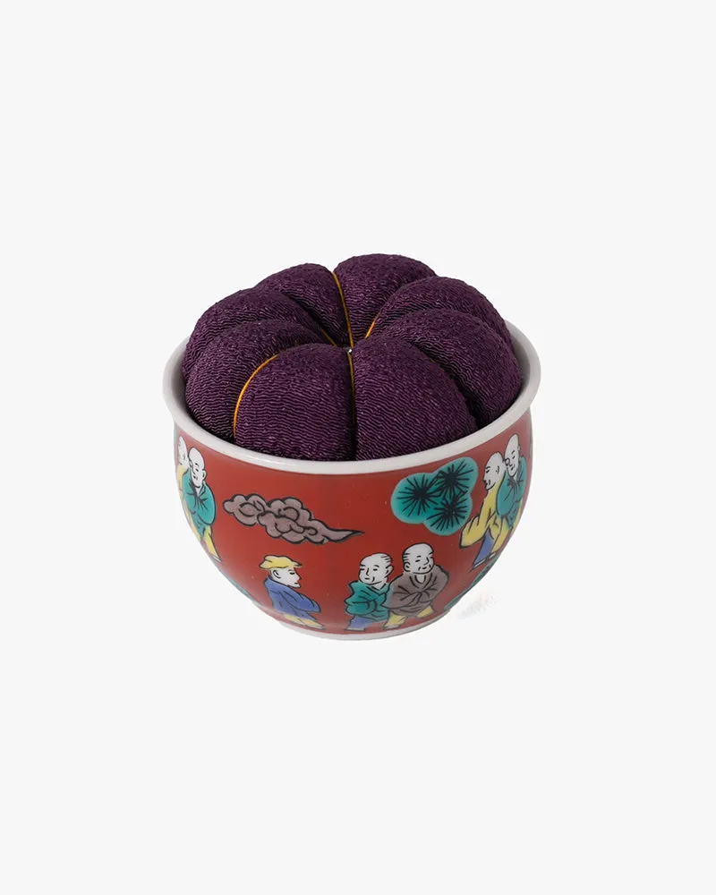 Hiro, Pin Cushion with Ceramic Base, Kutani, Purple