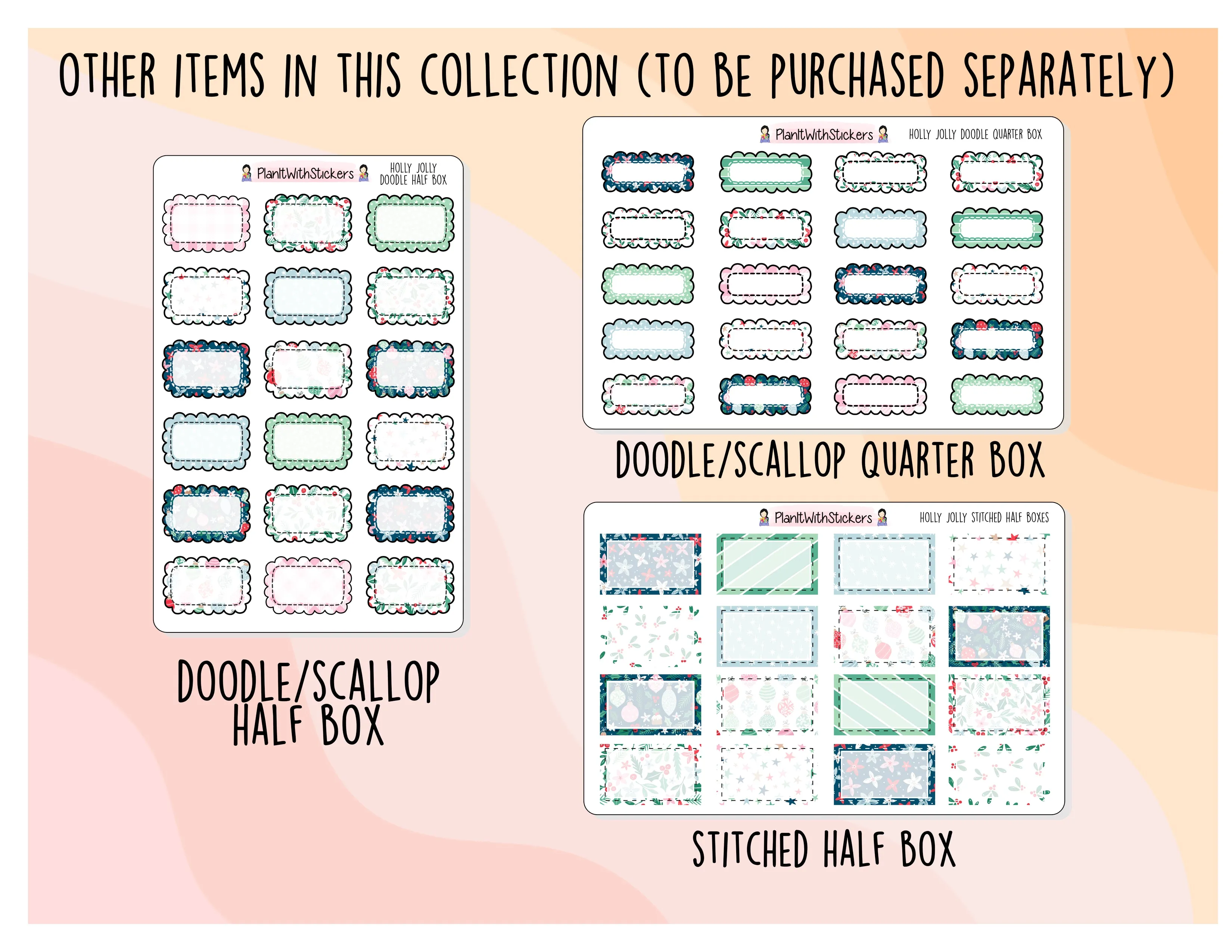Holly Jolly Doodle/Scallop Quarter Box Stickers