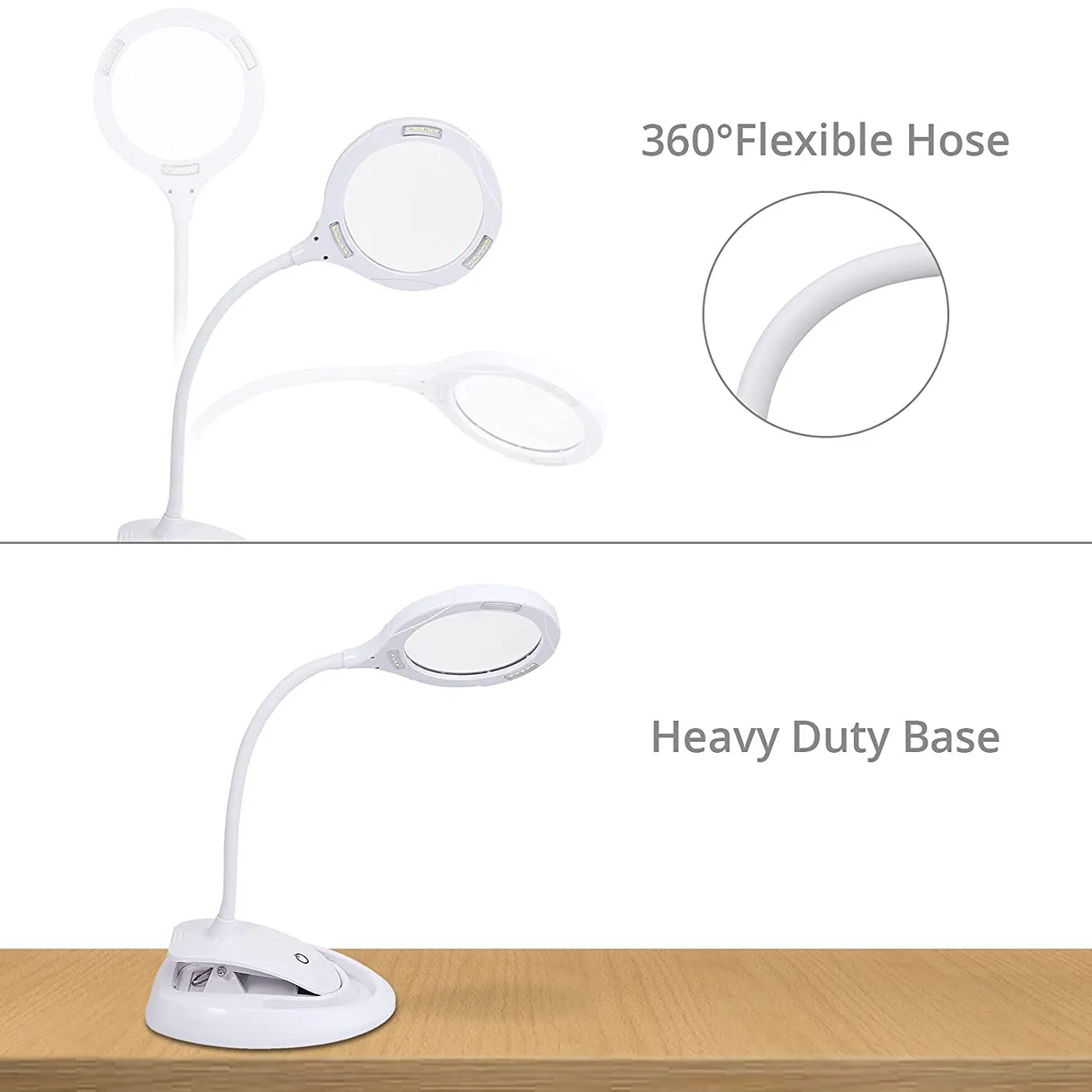 HOMGEN Hands Free Magnifier Lamp Rechargeable
