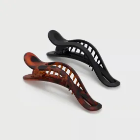 Kitsch Flat Lay Claw Clip 2pc CURVED - Black & Tort