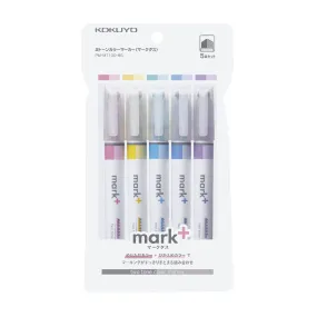 Kokuyo Mark  Two Colors Highlighter of Similar Shades, 5-Pack of Pink, Blue, Green, Purple, and Yellow, Japan Import (PM-MT100-5S)