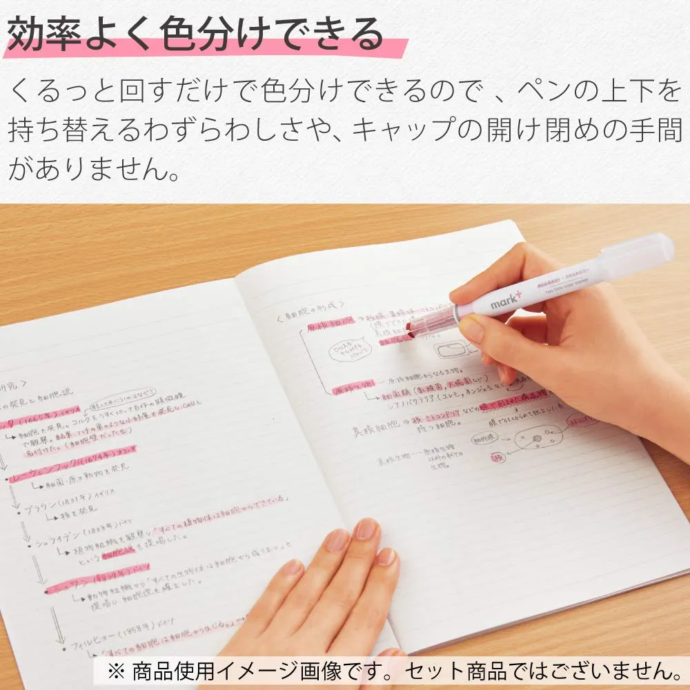 Kokuyo Mark  Two Colors Highlighter of Similar Shades, 5-Pack of Pink, Blue, Green, Purple, and Yellow, Japan Import (PM-MT100-5S)