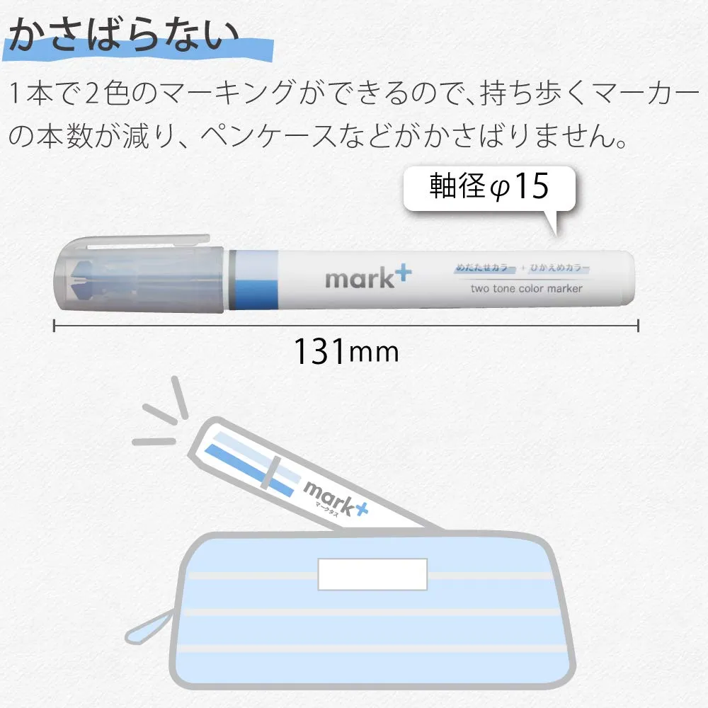 Kokuyo Mark  Two Colors Highlighter of Similar Shades, 5-Pack of Pink, Blue, Green, Purple, and Yellow, Japan Import (PM-MT100-5S)