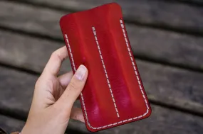 Leather Double Fountain Pen Case / Pen Sleeve - Red