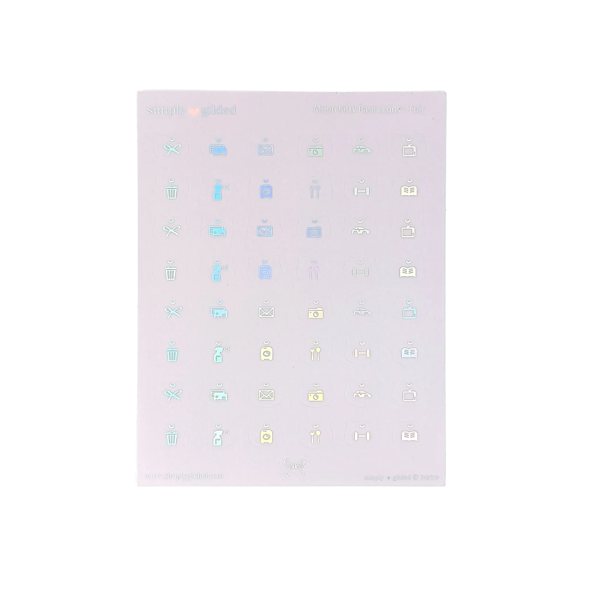 Light Purple Moon Kitty Basic Icon (silver holographic foil)