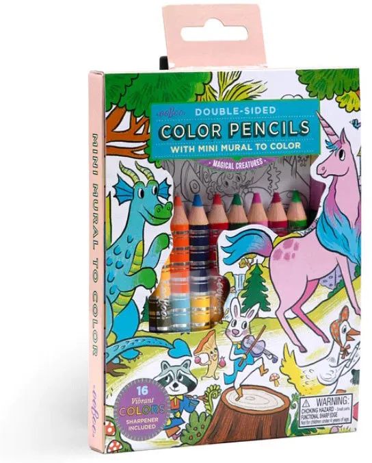 Magical Creatures Double-Sided Colored Pencils with Mini Mural