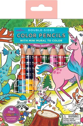 Magical Creatures Double-Sided Colored Pencils with Mini Mural