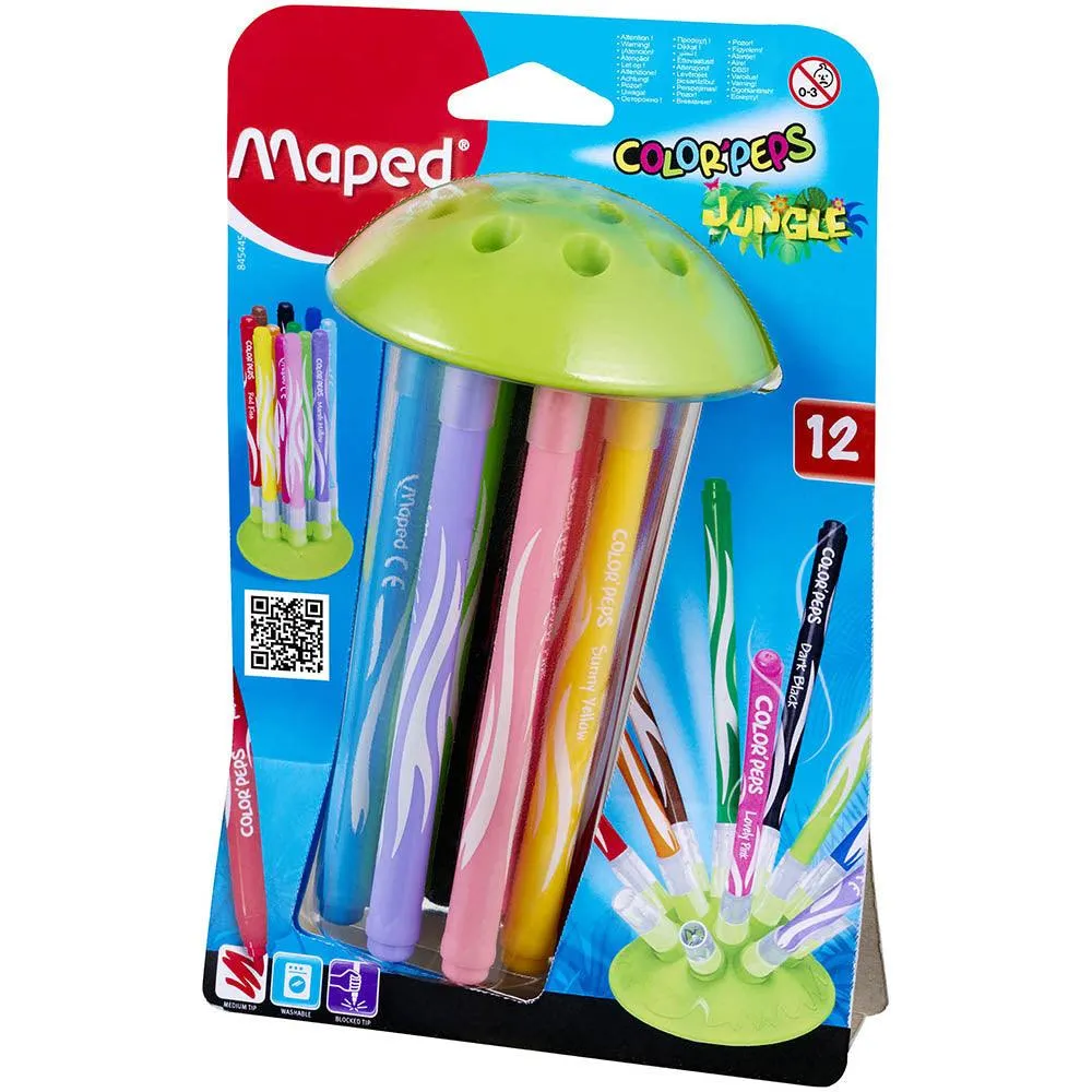 Maped Color Peps Innovation Jungle Felt Tip Markers Pack 12