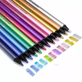 Metallic Artistic Pencils Set: 12 Vivid Shades for Creative Work