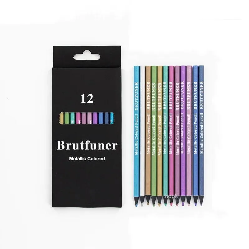Metallic Artistic Pencils Set: 12 Vivid Shades for Creative Work