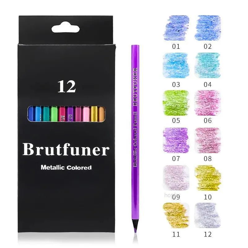 Metallic Artistic Pencils Set: 12 Vivid Shades for Creative Work