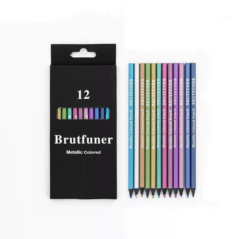 Metallic Artistic Pencils Set: 12 Vivid Shades for Creative Work