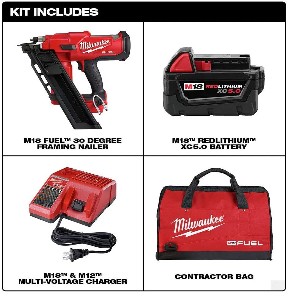 MILWAUKEE M18 FUEL™ 30 Degree Framing Nailer Kit [2745-21]