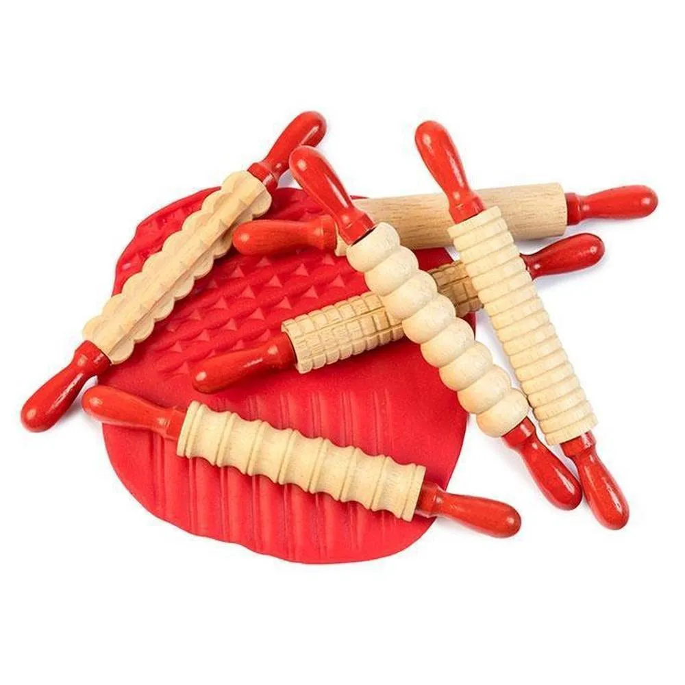 Mini Pattern Rolling Pins 6pcs Playdough Sand Toys 3yrs 