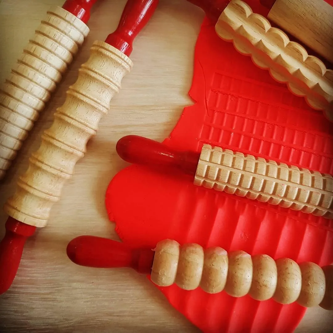 Mini Pattern Rolling Pins 6pcs Playdough Sand Toys 3yrs 