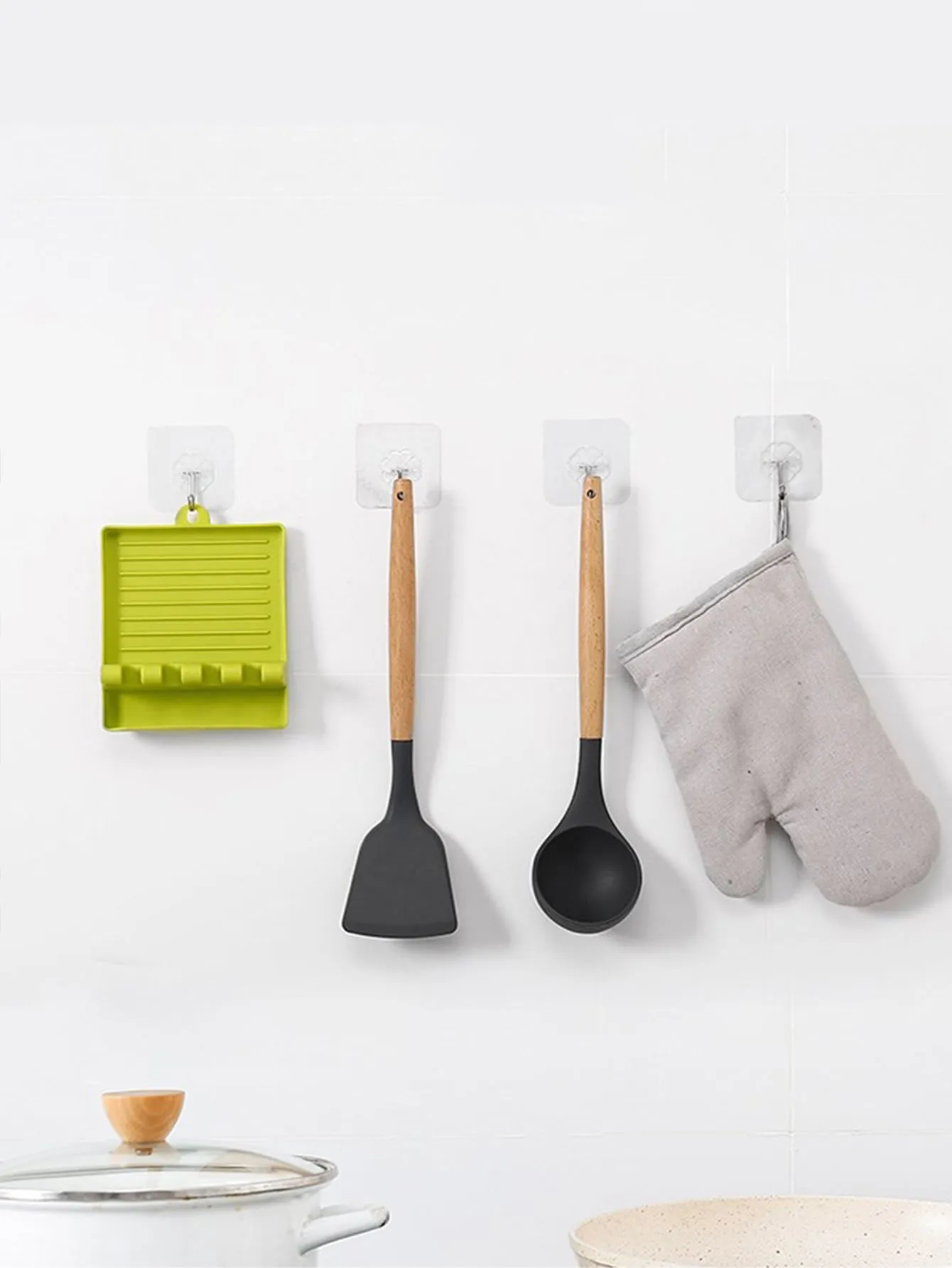 Multi-functional Silicone Pot Cover, Spoon & Spatula Rest Holder