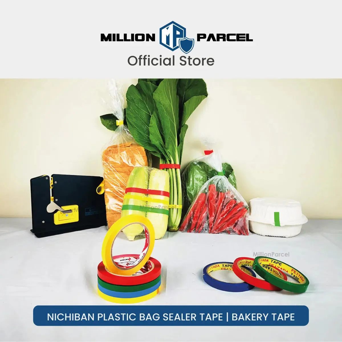 NICHIBAN Plastic Bag Sealer Tape | Bakery Tape
