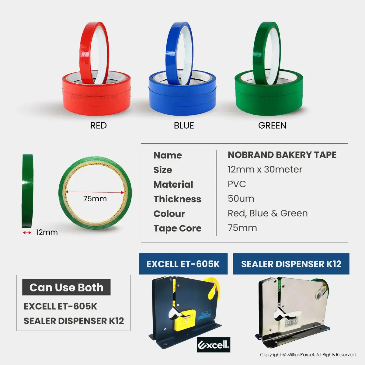 NICHIBAN Plastic Bag Sealer Tape | Bakery Tape