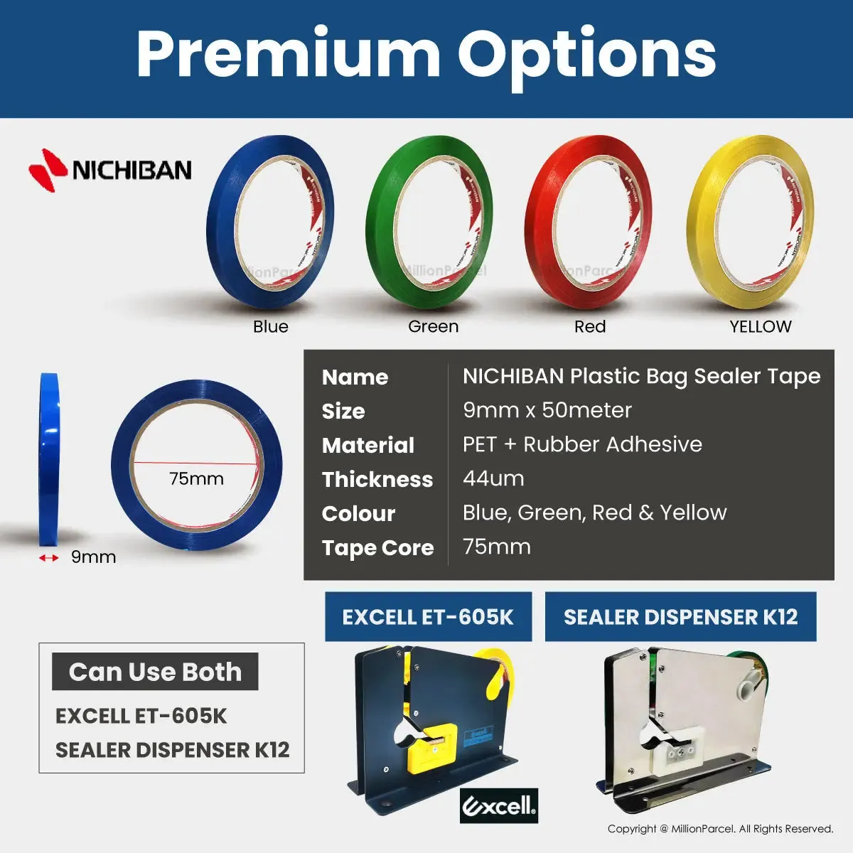 NICHIBAN Plastic Bag Sealer Tape | Bakery Tape
