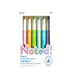 Noted! 2-in-1 Micro Fine Tip Pen and Highlighters - Set of 6