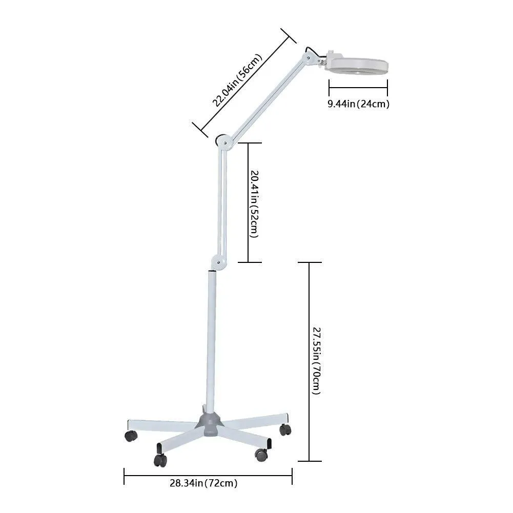 Opard Magnifying Lamp LED Floor Lamp with Magnifying Glass Light Clamp Stand Adjustable Arm for Reading, Close Work, Dental, Beauty