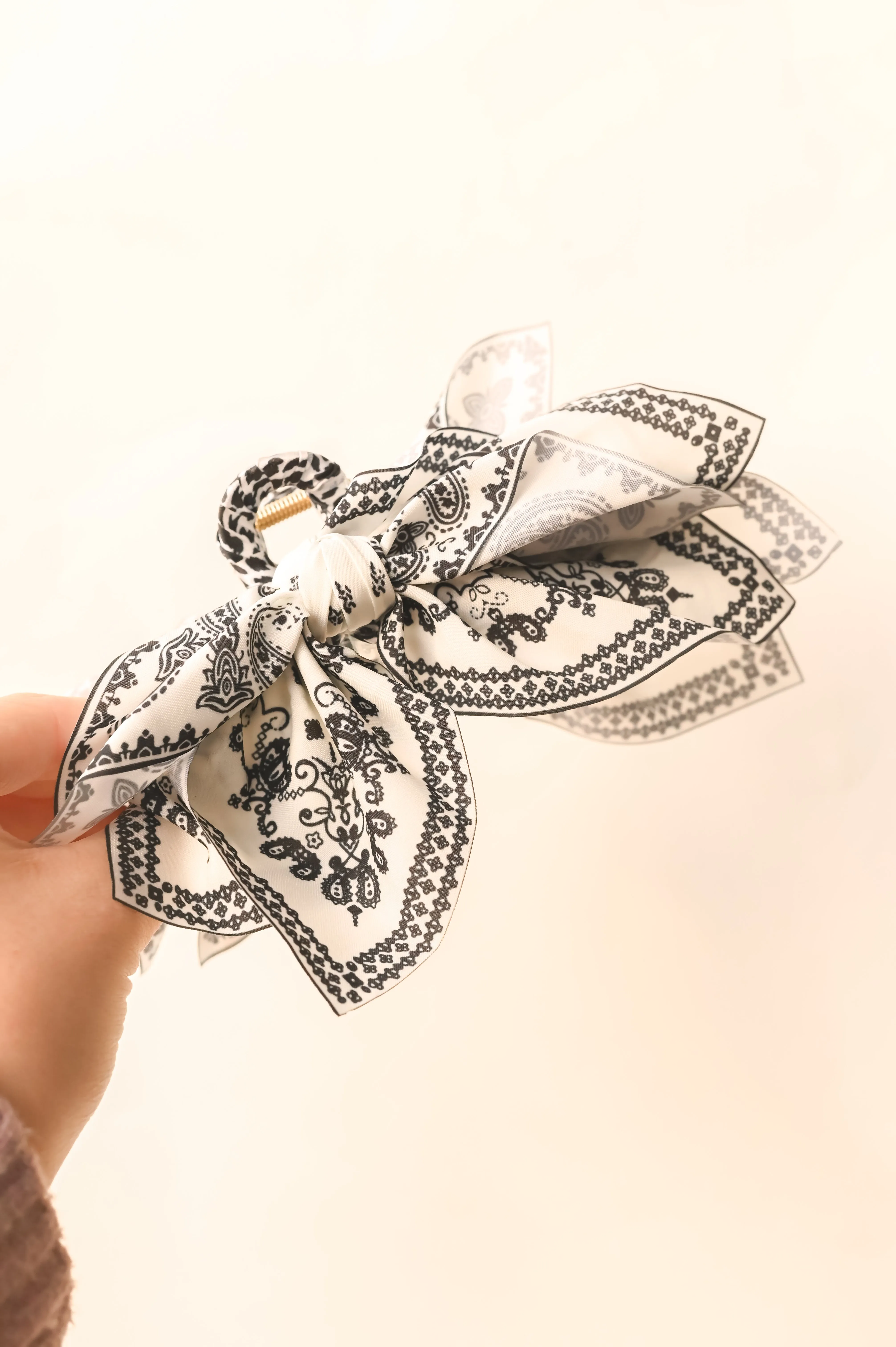 Paisley Print Bow Claw Clip